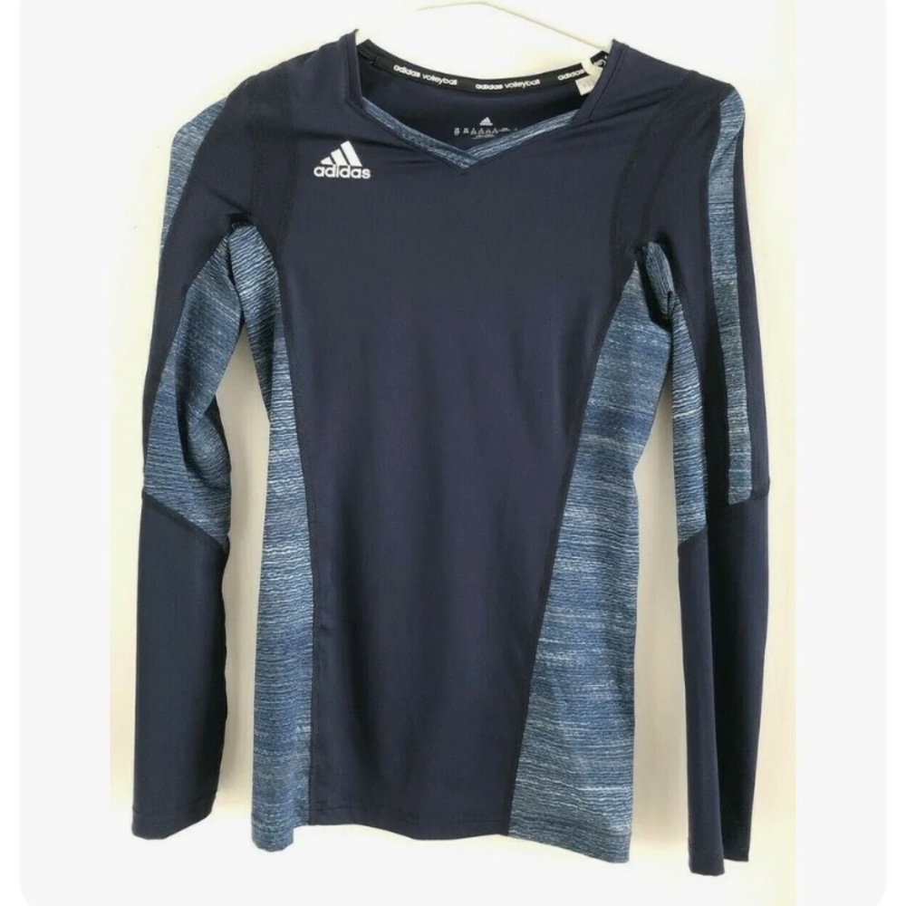 Adidas Blue Long Sleeve athletic Top women's size xxs